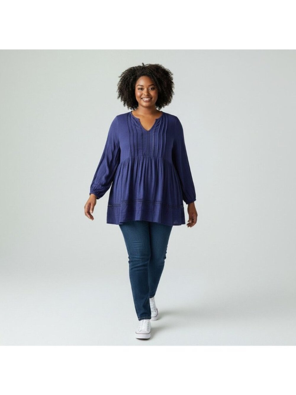 Torrid Blue Purple Peasant Blouse Plus 3 Long Sleeve Rayon Blend Relaxed Fit
